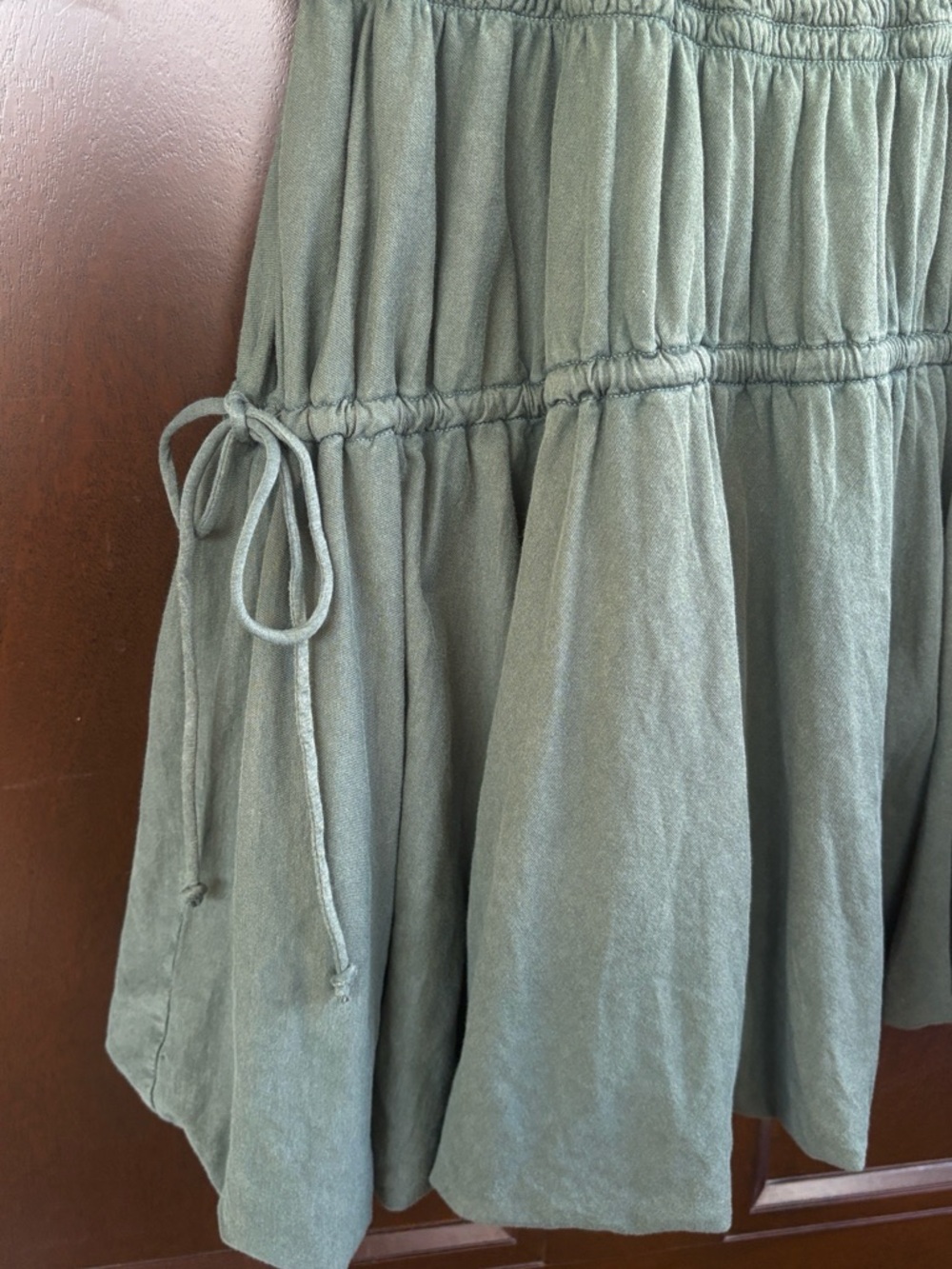 EUC Anthropologie Daily Practice Mini Bubble Dress Olive Size Medium - Picture 8 of 11